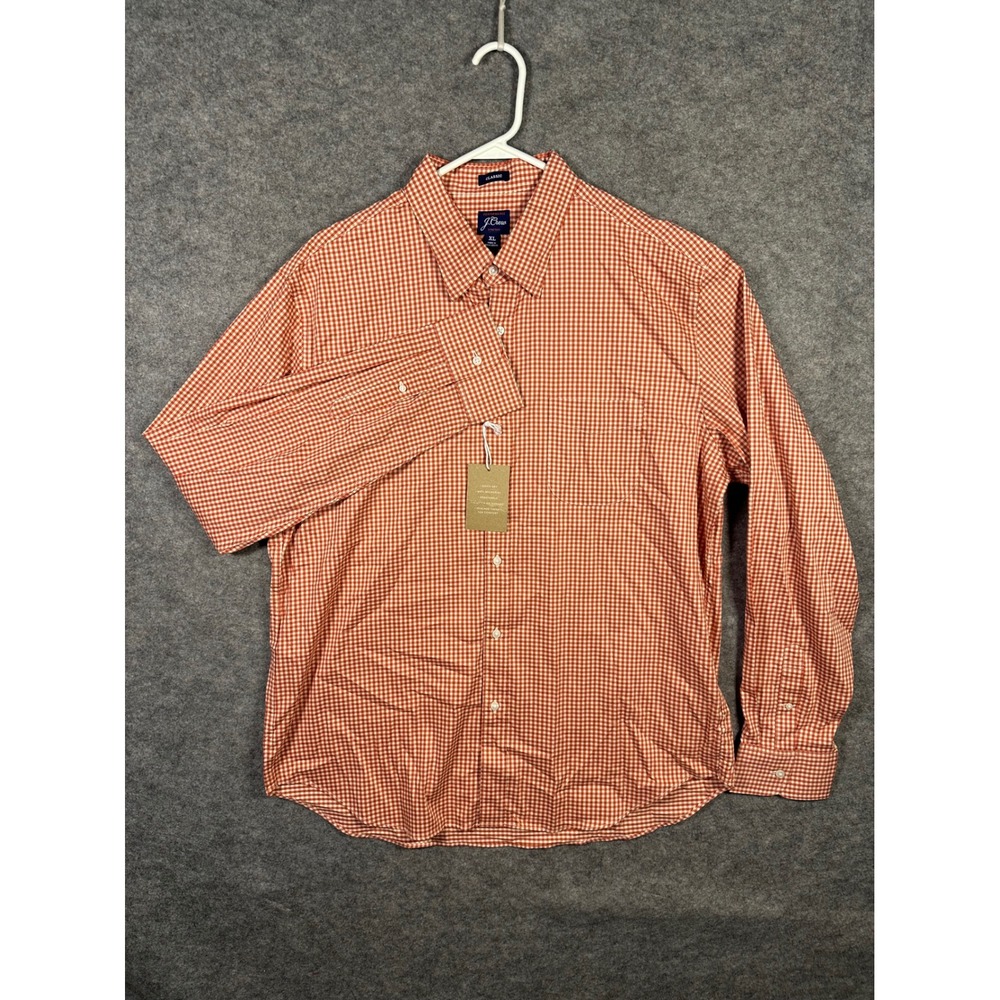 J.Crew Mens XL NWT Classic Performance Stretch Quick Dry Gingham Button‎ Down